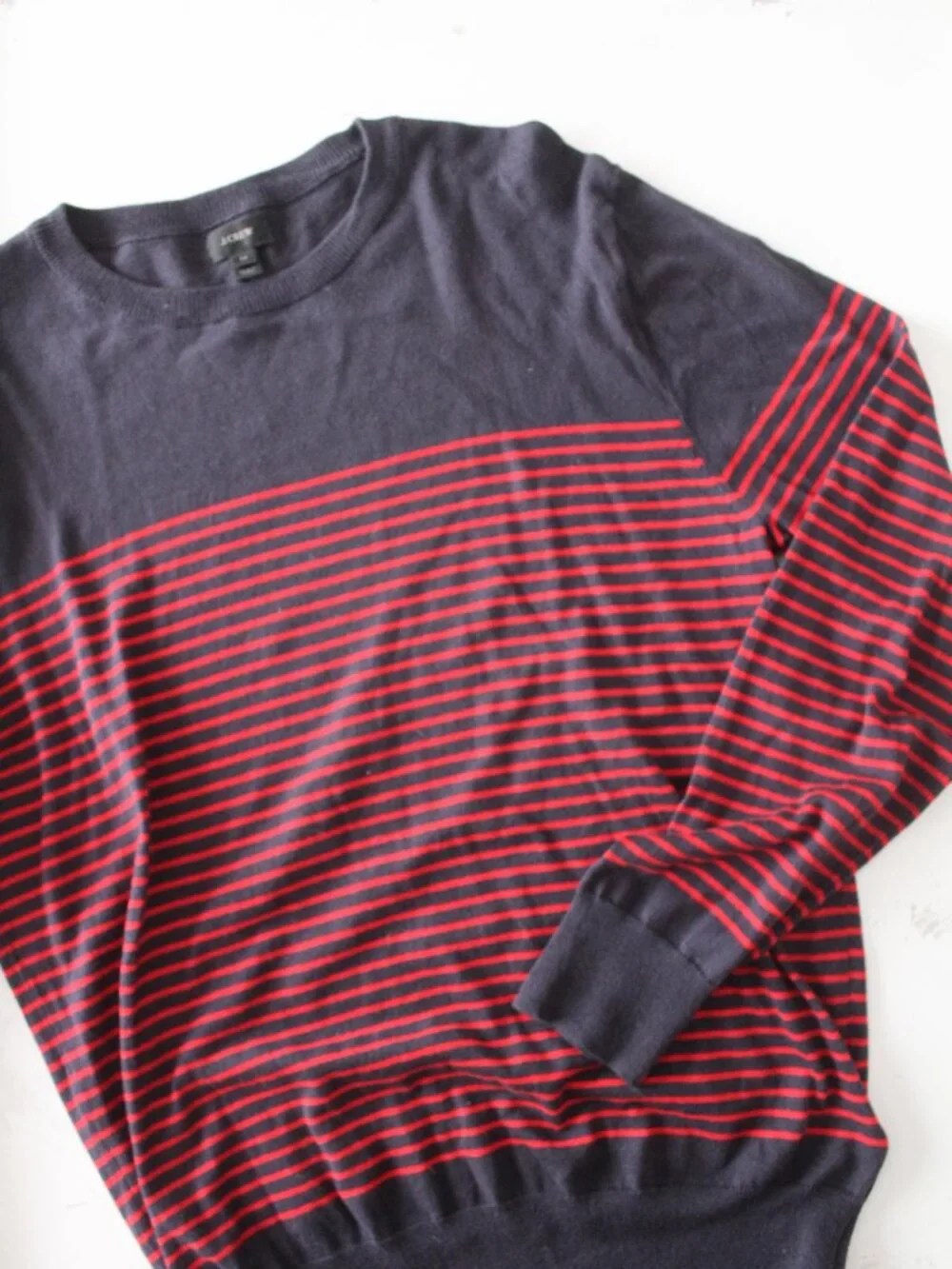 J. Crew Red & Blue Stripes Lightweight Sweater / Pullover - Size Medium